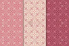 一套花饰。樱桃红垂直无缝图案