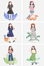 夏季服装女孩插画图片大小2000x3020px 图片尺寸2.54 MB 来自PNG搜索网 pngss.com 免费免扣png素材下载！背带裙#插画#短袖衣服#卡通手绘#连衣裙#女孩#人物#设计#时尚服装#烫发头#夏装#