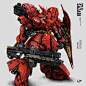 beam_rifle char's_counterattack character_name commentary_request energy_gun english_commentary english_text gundam highres kongping0550219 machinery mecha missile missile_pod mobile_suit neo_zeon no_humans original radio_antenna realistic redesign robot 