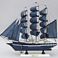 新晴地中海风格木质帆船模型 书房开运摆件装饰品 33CM礼品工艺船
