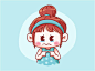卡通可爱小女孩插画委屈流泪矢量图素材