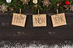 新年装饰贺卡，装饰和花环框背景