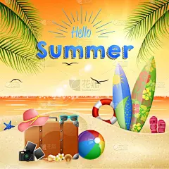 美丽海滩的夏日假期