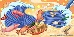 手绘海鲜插画设计图__其他_动漫动画_设计图库_昵图网nipic.com