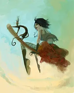 这样一组来自署名为Joysuku的插画作品，大胆的用色与极其夸张的表现手法，都非常让我着迷，搜集起来与你分享，感谢喜欢。