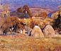 丹尼尔·加伯Daniel Garber（1880-1958）“也许我与一般山水画家的工作有所不同的原因是我在整体中有大量细节。毕竟，画画是将所有东西都纳入其中，而又像管弦乐队只取其整而使一切产生一种和谐的感觉。”
丹尼尔·加伯美国印象派画家的领军人物。丹尼尔·加伯的绘画风格以柔和的阳光和颜色鲜艳的特点著称。他对风景、近处日常场景都有诗意的描述，对象主要是他的妻子和孩子，作品中使用各种各样的鲜艳色彩来有效地创造逼真的深度和光线，仿佛一切都罩在大气的玻璃球内一样精致美丽。