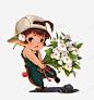 手拿鲜花的小朋友 童话 元素 免抠png 设计图片 免费下载 页面网页 平面电商 创意素材