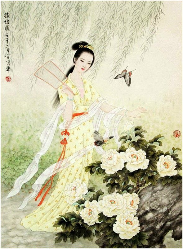 绘画古装美女==闭月羞花