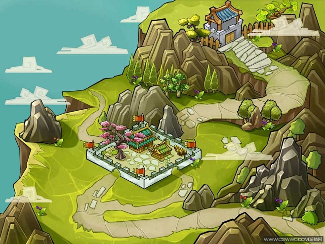 新提醒一批q版卡通场景地图74p原画资源下载区cg游麟网游戏美术学习