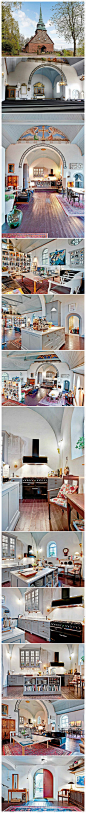 瑞士的一户人家买下了一座古老的教堂，然后将它翻修成了一个摩登又舒适的家，蛮漂亮