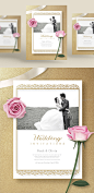 唯美婚礼邀请函请柬PSD模板Wedding invitation PSD template#ti375a6113 :  