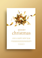 金色丝带 圣诞元素 圣诞狂欢 圣诞节主题海报设计PSD