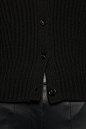  Acne Studios black cardigan is knitted from wool in a chunky ribbed pattern. It's accented with a fully fashioned v-neck, shoulders and rounded sleeves to define the waist. 004