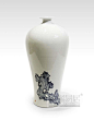 景德镇青花瓷花瓶摆件 新中式客厅陶瓷花瓶白色 样板房摆设中国风-淘宝网