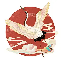 仙鹤  - 源文件下载【酷图网】仙鹤,鹤,手绘仙鹤,国潮仙鹤,古典仙鹤,古风仙鹤,中国风仙鹤,仙鹤插画,仙鹤素材,鹤素材,中国风,国潮,