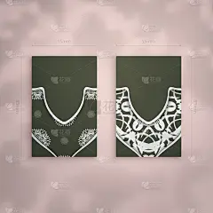 适合您的商务名片，深绿色，白色抽象图案。