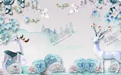 背景墙 【酷图网】3d背景墙,3D,5D,8D,16D,电视墙,立体,装饰画,现代时尚,电视机,背景墙,3D立体,花枝,花朵,花卉,珍珠,中式,客厅沙发,卧室背景墙,简洁简约,大型壁画,墙纸壁纸,小鹿,钻石画,蓝色,唯美