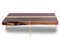 Artisans Solid Panga Panga wooden top with brass led detail.