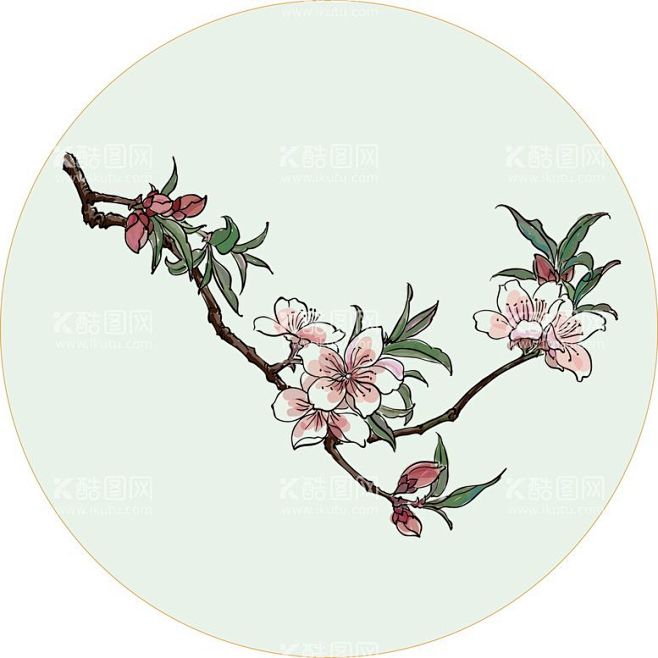 手绘桃花  - 源文件下载【酷图网】桃花...