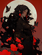 kira15_Woman_with_black_long_curly_hair_in_black_kimono_with_re_d941e47b-fc71-412e-a25b-10806909991c.png (928×1232)