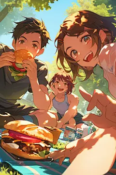 夏日聚会假日漫画风插画