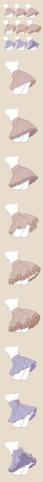 #绘画#lolita服装、裙子、衬衫/制服等 绘画参考by:なななのか ​​​​