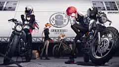 动漫“明日方舟”骑机车的女角色们，很酷-搜优图片网
