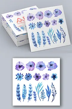 水彩精美花卉矢量元素