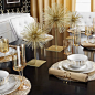 From our Fall/Winter Entertaining Guide: impress your guests with an effortlessly glamorous table with gold accents.