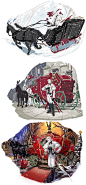 #白夜极光# 圣诞快乐！ 设计了钉的新皮和立绘草图 p3感谢犬组的细化和后续制作 希望大家喜欢 ​​​​
