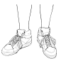#绘画参考# 一组不同角度的鞋子线稿 ​​​​