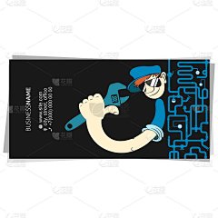 滑稽的管道工手里拿着扳手的名片