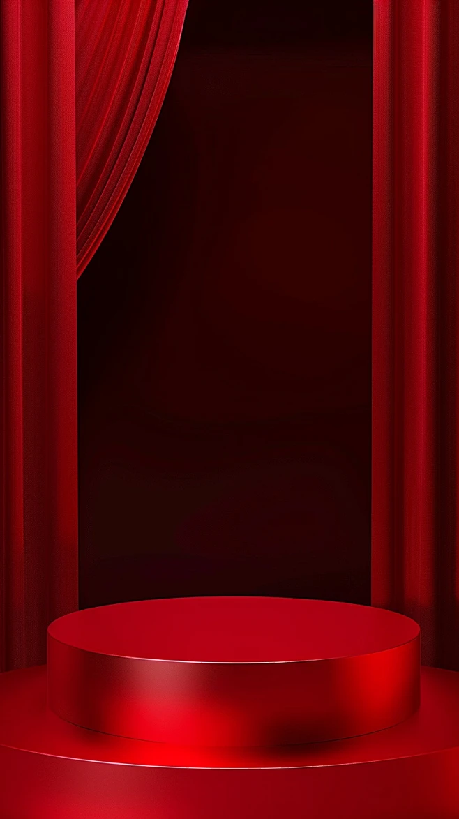 red-background-empty-podium-red-stage-curtain-backdrop-red-color