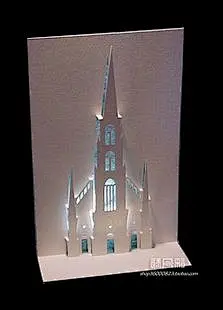 3D立体教堂建筑纸雕模型贺卡 DIY纸手工艺品 剪纸雕刻拼装纸模型-淘宝