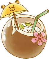 可爱线描美食贴纸-椰子椰汁