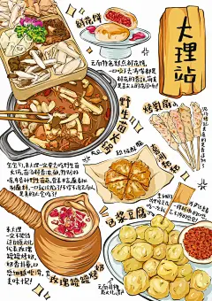 美食手帐插画｜大理站 - 小红书