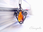 Orange Cubic Zirconia and Silver necklace by nurrgula on deviantART