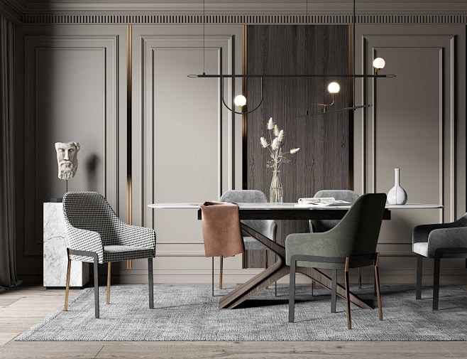 现代餐桌椅组合-室内设计-拓者设计吧