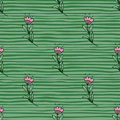可爱的花朵无缝图案风格化的民间风格。手绘优雅的植物背景。图片下载