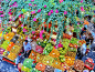 颜色海洋，马德拉岛的水果市场，葡萄牙