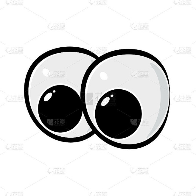 漫画中的卡通眼睛。矢量插图孤立在白色上。简单的剪贴画用于设计动物或人类在有趣的情绪表达。图形元素的人