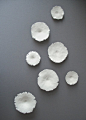 Grace - Porcelain wall sculpture : This delicate flower was formed by hand from beautiful high-fired white porcelain.  Porcelain has a beautiful translucent quality shown in the
