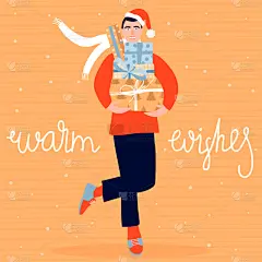 贺卡,新年前夕,幸福,包装纸,男人,可爱的,纸牌,事件,雪