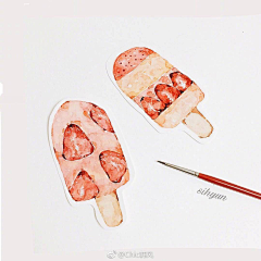 小M猫采集到水彩美食