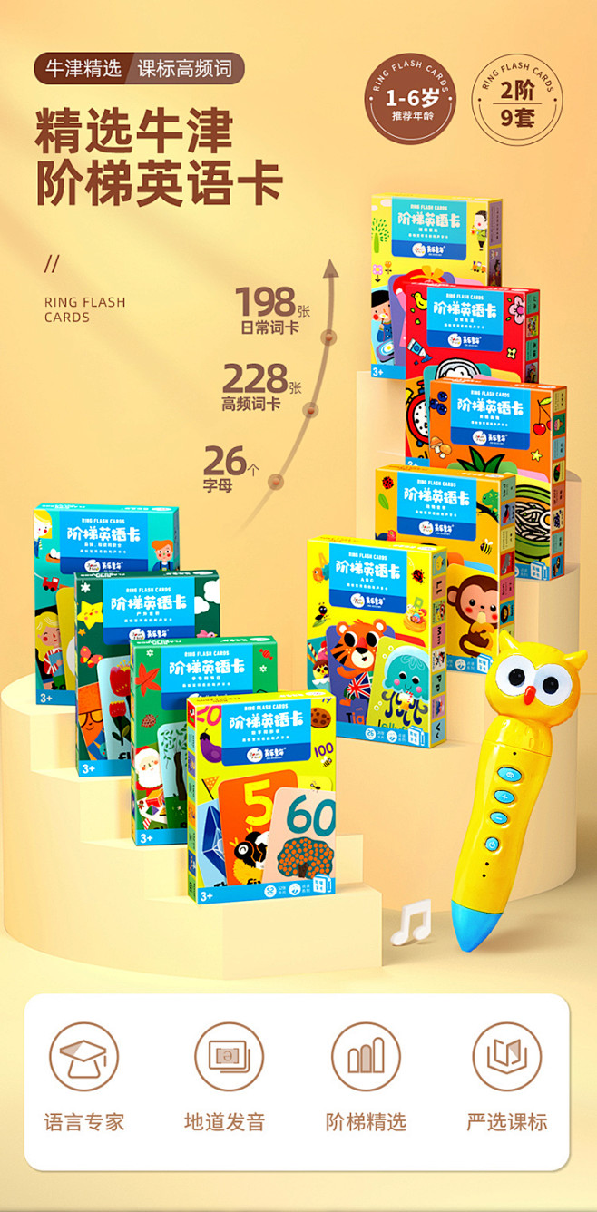 美乐儿童识字卡片英语0-3-6岁宝宝早教...