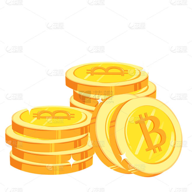 金色扁平堆叠在一起的卡通金币元素