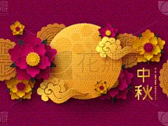 秋天,式样,中间,传统节日,月亮,云,东方人,三维图形,花