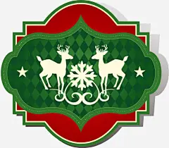 手绘红边绿底小鹿雪花图案免抠素材_新图网 https://ixintu.com 图案 小鹿 手绘 红边 绿底 雪花
