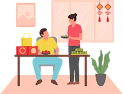 【米图网-52mitu.com】新年 春节 插画 手绘 团圆 团聚 节日 喜庆插画