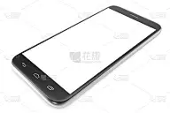 现代智能手机。白色屏幕模型，孤立在白色背景，3d插图